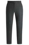Hugo Boss Slim-fit Trousers In Micro-patterned Stretch Cloth In Grey