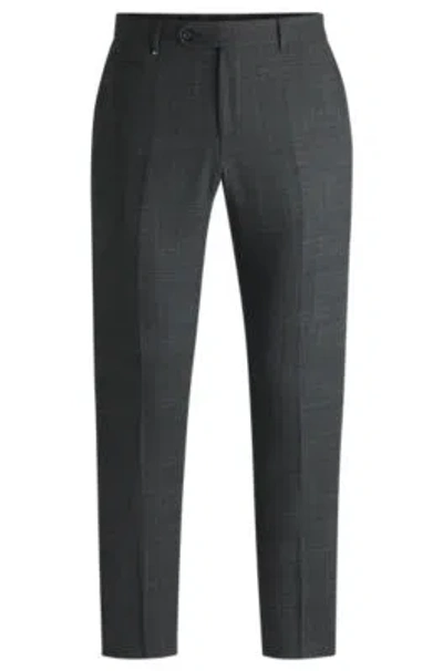 Hugo Boss Slim-fit Trousers In Micro-patterned Stretch Cloth In Grey