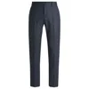 Hugo Boss Slim-fit Trousers In Micro-patterned Stretch Wool In Blue