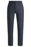 Hugo Boss Slim-fit Trousers In Micro-patterned Stretch Wool In Dark Blue