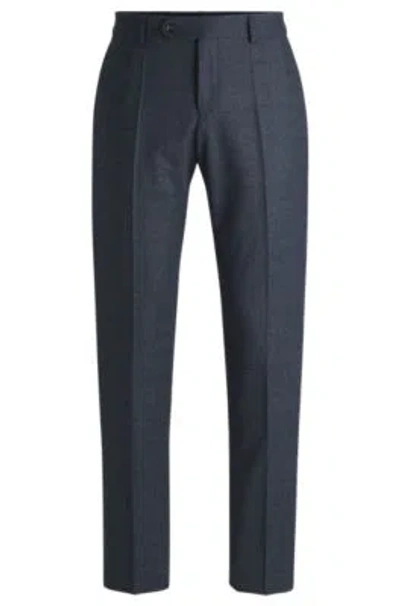 Hugo Boss Slim-fit Trousers In Micro-patterned Stretch Wool In Dark Blue
