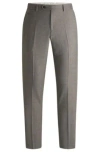 Hugo Boss Slim-fit Trousers In Micro-patterned Stretch Wool In White