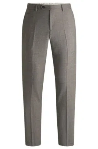 Hugo Boss Slim-fit Trousers In Micro-patterned Stretch Wool In White