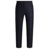 Hugo Boss Slim-fit Trousers In Micro-patterned Virgin Wool In Blue