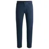 Hugo Boss Slim-fit Trousers In Micro-printed Stretch Cotton In Blue