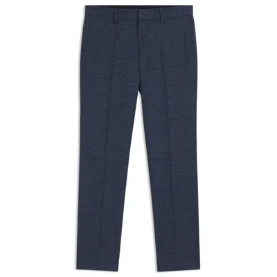 Hugo Boss Slim-fit Trousers In Patterned Stretch Fabric In Blue