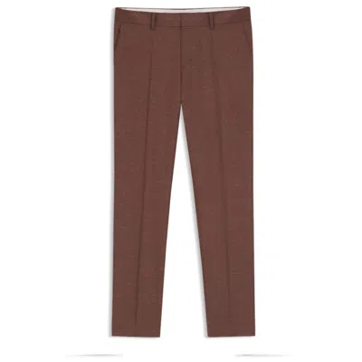 Hugo Boss Slim-fit Trousers In Patterned Stretch Fabric In Brown