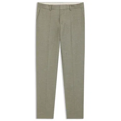 Hugo Boss Slim-fit Trousers In Patterned Stretch Fabric In Green