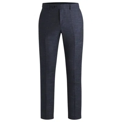 Hugo Boss Slim-fit Trousers In Patterned Wool In Blue