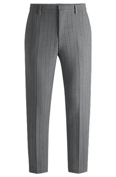 Hugo Boss Slim-fit Trousers In Pinstripe Stretch Fabric In Black
