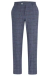 HUGO BOSS SLIM-FIT TROUSERS IN PLAIN-CHECKED SERGE