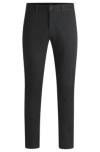 Hugo Boss Slim-fit Trousers In Printed Stretch-cotton Twill In Black