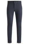 Hugo Boss Slim-fit Trousers In Printed Stretch-cotton Twill In Light Blue