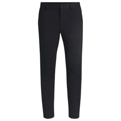Hugo Boss Slim-fit Trousers In Salt-and-pepper Stretch Jersey In Blue