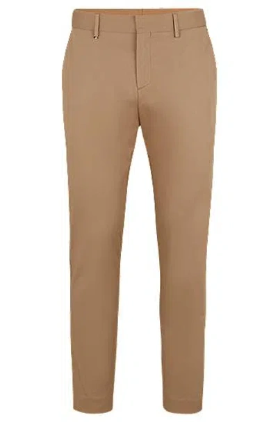 Hugo Boss Slim-fit Trousers In Stretch Cotton In Light Beige