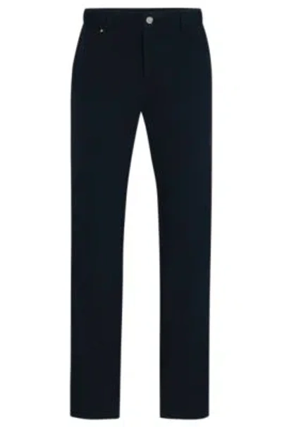 Hugo Boss Slim-fit Trousers In Stretch Cotton In Dark Blue