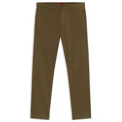 Hugo Boss Slim-fit Trousers In Stretch-cotton Gabardine In Brown