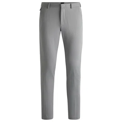 Hugo Boss Slim-fit Trousers In Cotton In Light Grey