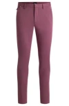 Hugo Boss Slim-fit Trousers In Stretch Cotton In Purple