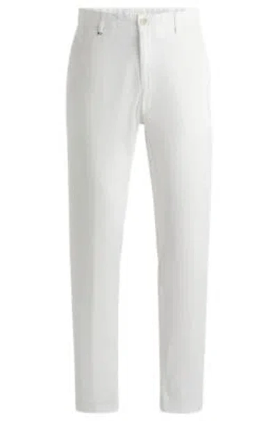 Hugo Boss Slim-fit Trousers In Stretch Cotton In White