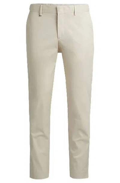 Hugo Boss Slim-fit Trousers In Stretch Cotton In White