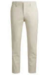 Hugo Boss Slim-fit Trousers In Stretch Cotton In White