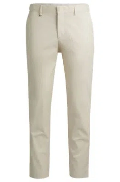 Hugo Boss Slim-fit Trousers In Stretch Cotton In White