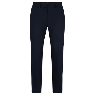 Hugo Boss Slim-fit Trousers In Stretch Cotton With Silk In Black