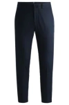 Hugo Boss Slim-fit Trousers In Stretch Cotton With Silk In Dark Blue
