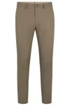 Hugo Boss Slim-fit Trousers In Stretch Cotton With Silk In Light Green