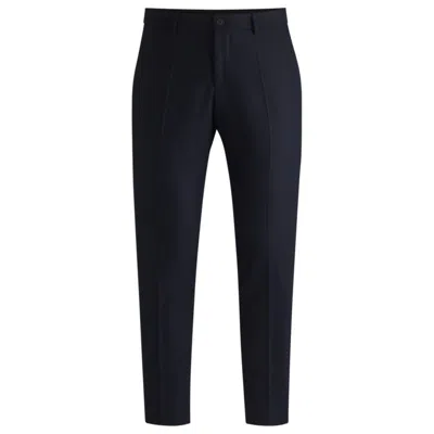 Hugo Boss Slim-fit Trousers In Stretch Flannel In Blue
