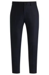 Hugo Boss Slim-fit Trousers In Stretch Flannel In Dark Blue