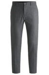 Hugo Boss Slim-fit Trousers In Stretch Flannel In Silver