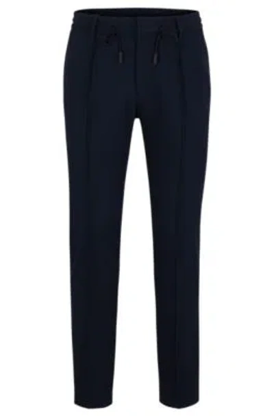 Hugo Boss Slim-fit Trousers In Stretch Wool In Dark Blue