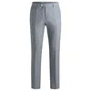 Hugo Boss Slim-fit Trousers In Striped Wool And Linen In Blue
