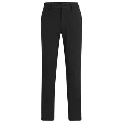 Hugo Boss Slim-fit Trousers In Structured Performance-stretch Material In Black