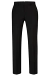Hugo Boss Slim-fit Trousers In Virgin Wool With Stretch In Black