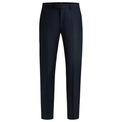 Hugo Boss Slim-fit Trousers In Virgin Wool With Stretch In Blue