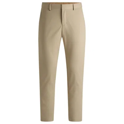Hugo Boss Slim-fit Trousers In Washable Stretch Cotton In Brown