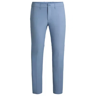 Hugo Boss Mens Slim Fit Chinos In Stretch-cotton Satin In Open Blue 472