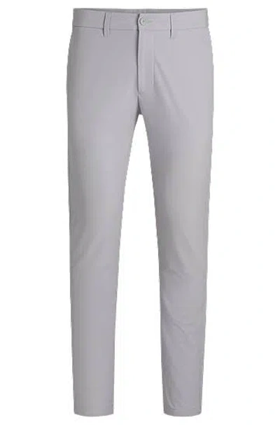 Hugo Boss Slim-fit Trousers In Water-repellent Stretch Fabric In Grey