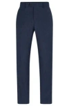 Hugo Boss Slim-fit Trousers In Wool And Linen In Blue