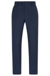 Hugo Boss Slim-fit Trousers In Wool And Linen In Dark Blue