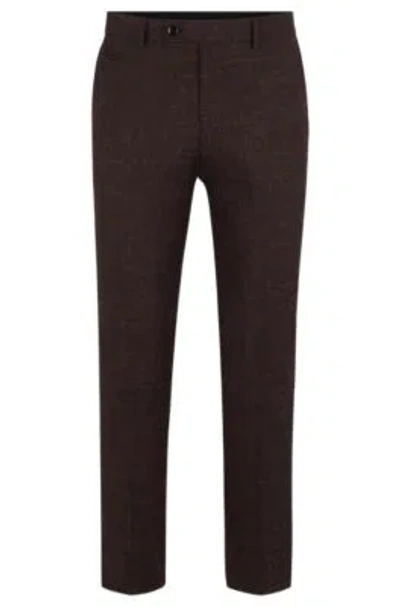Hugo Boss Slim-fit Trousers In Wool And Linen In Burgundy