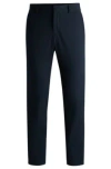 Hugo Boss Slim-fit Trousers In Wrinkle-resistant Performance-stretch Fabric In Dark Blue