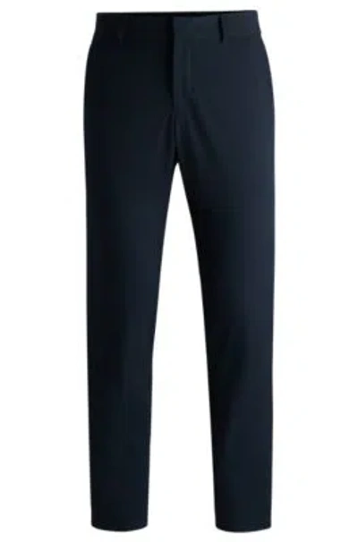 Hugo Boss Slim-fit Trousers In Wrinkle-resistant Performance-stretch Fabric In Dark Blue