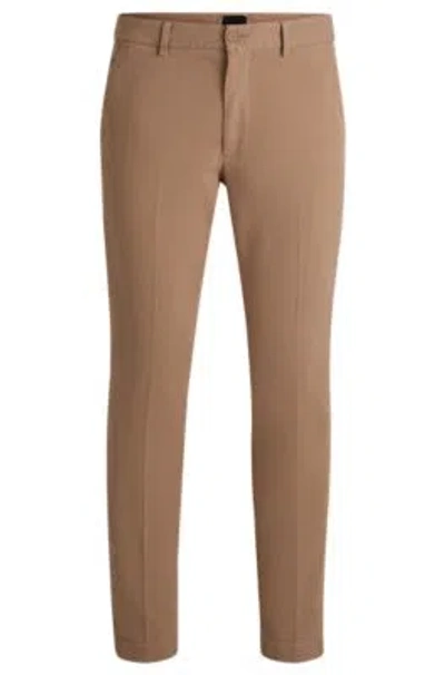 Hugo Boss Slim-fit Trousers In Light Beige