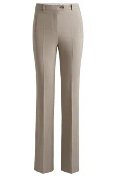 Hugo Boss Slim-fit Trousers With Flared Leg In Stretch Material In Light Beige
