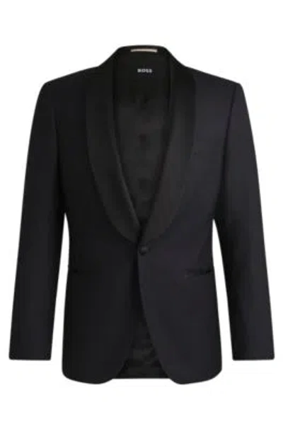 Hugo Boss Slim-fit Tuxedo Jacket In Wool In Dark Blue