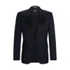 Hugo Boss Tuxedo Jacket In Virgin-wool Serge In Blue